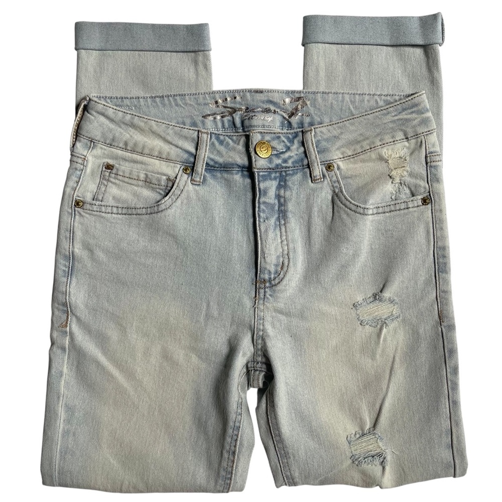Seven7 Slim Fit Jean - Women’s Size 4 - Light‎ Wash Distressed Cuffed EUC